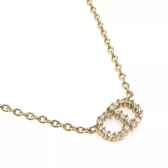 Auth Christian Dior Necklace Gold/Silver Metal/Rhinestones - r10366g - Picture 1 of 9